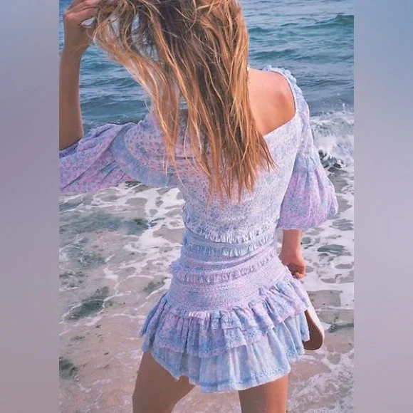 Loveshackfancy Ensley tiered puff sleeve floral mini dress - Picture 4 of 11